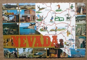 Nevada NV Karte Wahrzeichen Multiview Vintage 1977 Postkarte gewellter Rand - Bild 1 von 2