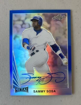 2020 Leaf Ultimate Draft '90 Metal Blue Refractor Sammy Sosa Auto 17/25 Cubs - Image 1 of 2