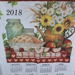 Calendario 2018 asciugamano mele girasoli 100% cotone 27,5" x 17" - Foto 1 di 6