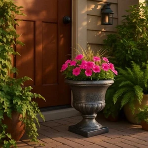 Vintage Urn Planter 40cm Decorative Garden Pot Outdoor Indoor | Resin - Picture 1 of 4