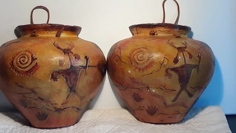 Ancient Indian Replica Wall Hanging-Planters Cover