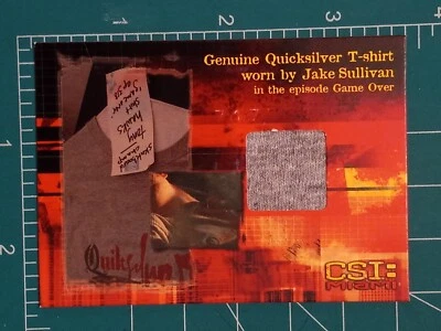 2005 CSI Miami Costume Card TONY HAWK EVENT USED QUIKSILVER SKATEBOARD SHIRT  - Image 1 of 3