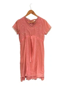 April Cornell Pink Lace Trim Girls Dress W/ Embroidery & Bow - Picture 1 of 8