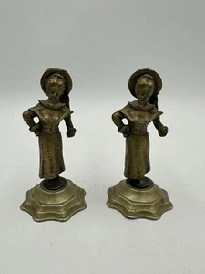 Statuine barista tedesca in ottone anni 20 alte 4,5" vintage ottone casale rustico - Foto 1 di 10