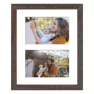 8x10 Collage Picture Frame with White Color Mat for Two 4x6 Photo Wall Display - Picture 1 of 7