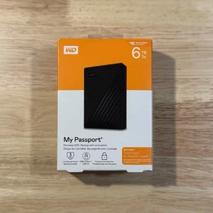 WD 6TB My Passport Portable HDD USB 3.0 (WDBR9S0060BBK-WESN) - NEW & SEALED - Afbeelding 1 van 6