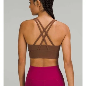 Women Lululemon Energy Longline Ribbed Bra B–D Cups in Roasted Brown Size 8 - Picture 1 of 8