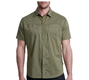 Kuhl Stealth Men's Short Sleeve 7453 Snap Button Olive Green Shirt Size Medium - Picture 1 of 10