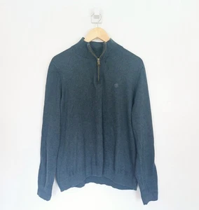 Fat Face Quater Zip Jumper Size XL Navy Blue Wool Blend Knit Pullover Cotton - Picture 1 of 14