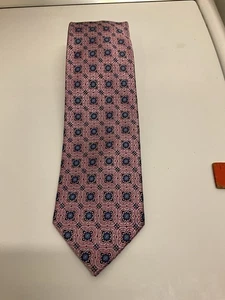 cravatta bruno piattelli Roma 100% seta fatta a mano rosa/argento/blu splendida - Foto 1 di 4