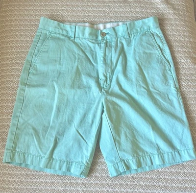 Roundtree Yorke Mens 34 Mint Green Cotton 8 1/2” Chino Flat Front  Shorts Preppy - Image 1 of 4