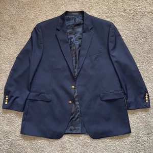 Chaps Ralph Lauren 48L Navy Blue Gold Button 100% Wool Blazer Jacket Sport Coat - Picture 1 of 6