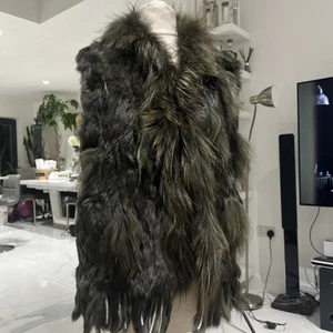  Chaleco de piel de conejo, gris, talla mediana, perfecto estado - Imagen 1 de 6