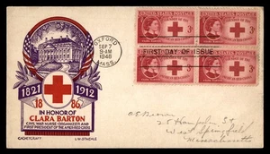 Mayfairstamps US FDC 1948 Clara Barton and Amer Red Cross Block First Day Cover - Picture 1 of 2