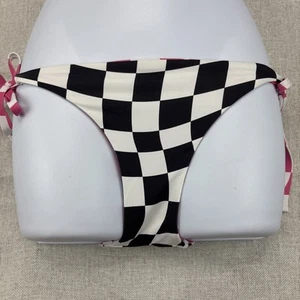 Einfarbig & gestreift WELLIG KARIERT wendbar seitlich gebunden Bikini Schwimmhose Größe M - Bild 1 von 7