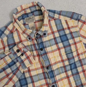 Camisa de franela LL Bean para hombre pequeña tartán a cuadros ajuste tradicional bolsillo - Imagen 1 de 8