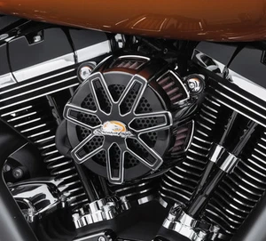 Harley-Davidson Sreamin' Eagle Chisel Extreme Billet Air Cleaner Black - Picture 1 of 10