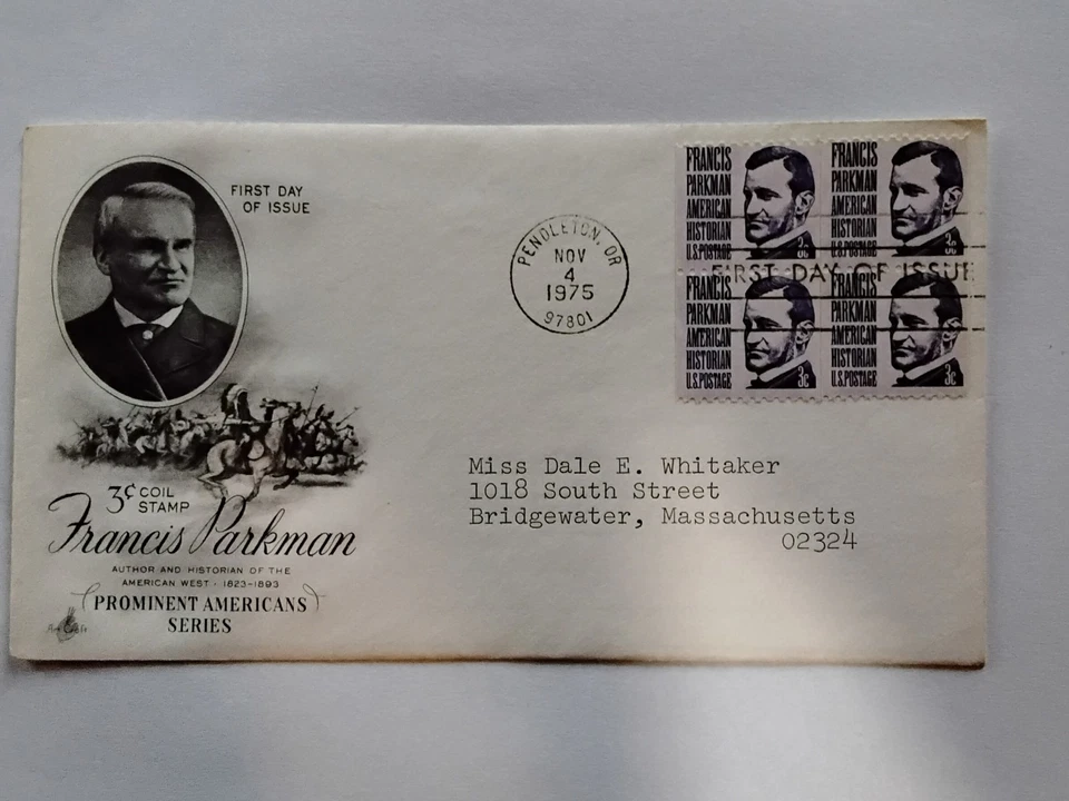 FRANCIS PARKMAN 1975 USA FDC BLK OF 4 ADDRESSED ARTCRAFT - Image 1 of 1