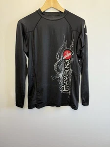 Hayabusa Fightwear Rash Guard Camicia Uomo L Nera Manica Lunga Compressione MMA - Foto 1 di 9
