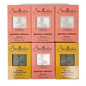6 Shea Moisture Raw Shea Butter Deeply Moisturizing & Glowing Radiance Bar Soap - Picture 1 of 2