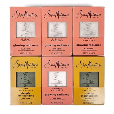 6 Shea Moisture Raw Shea Butter Deeply Moisturizing & Glowing Radiance Bar Soap - Image 1 of 2