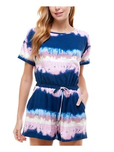 BEBOP Womens Blue Knit Waist Pull-on Style Short Sleeve Round Neck Romper XXS - Picture 1 of 8