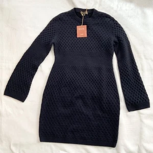NWT LORO PIANA soft cashmere navy blue sweater knitted dress IT42 bust34 - Picture 1 of 8
