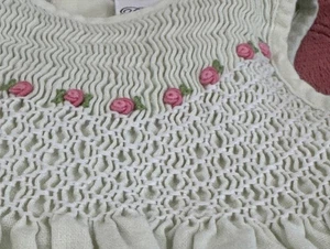 Rare Editions gesmoktes rosa Kleid Gr. 12m Cottagecore Boho hellgrün - Bild 1 von 7