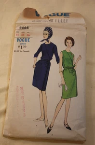 Vintage 50er Jahre Vogue Kleid Muster 6664 Gr. 14 Etuikleid Wickelkleid mit Hut - Bild 1 von 11