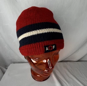 Vintage Abercrombie and Fitch Mütze Beanie rot Wolle Totenkopf  - Bild 1 von 7