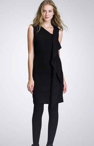 Abito nero in crepe di lana Tory Burch Taletta nuovo con etichette $350 Taglia S