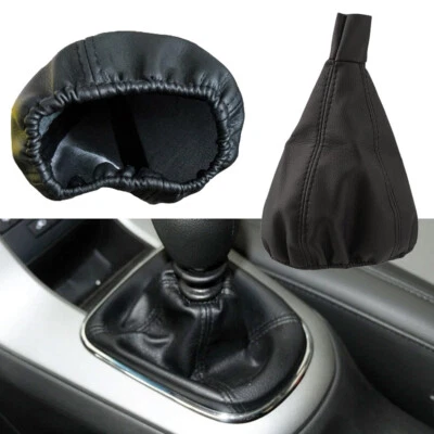 1Pc Car Gear Shift Stick Gaiter Boot Leather Dust-proof Cover Universal Black - Image 1 of 4