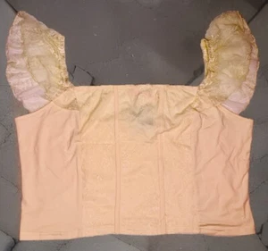 Lace Cold Shoulder Crop Top Shirt Coquette Core Womens 3XL Boho Fairy Festival - Picture 1 of 8