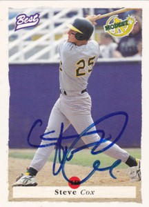 STEVE COX MODESTO A'S SIGNED 1995 BEST CARDS BASEBALL CARD TAMPA BAY RAYS