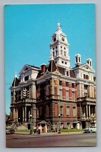 Napoleon Ohio OH Henry County Court House Phone Booth Cars Postcard 1959 - Picture 1 of 2