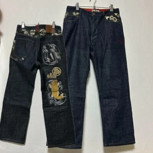 Karakuri Tamashii Men's Denim Jeans Carp Japanese Embroidered 6 Pockets Size 32 - Picture 1 of 10