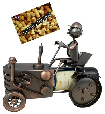 BRUBAKER Trattore Porta Bottiglia da Vino in Metallo argento/cobre - Idee Regalo - Immagine 1 di 4