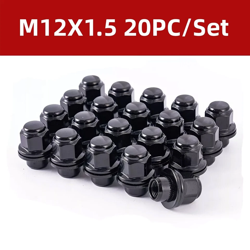 20 шт черных заводских зажимных гаек 12x1,5 для Toyota HIACE 1989-2023 от оригинального производителя - Изображение 1 из 4