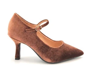 Francesco Milano A08-22V Brown Velvet Fabric Decollete Strap T 8.5 Cm - Picture 1 of 5