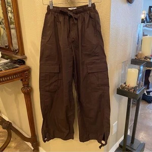 NWT~COTTON ON Brown Summer Cargo Baggy Wide Leg Pants Size 2 - Picture 1 of 8