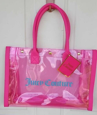 JUICY COUTURE~Bolso Grande Transparente LOGO Rosa~ Nuevo Con Etiquetas Foto 1 de 2