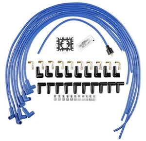 Accel 4039B Super Stock Universal 8mm Spark Plug Wire Set - Blue 90° Boots - Picture 1 of 4