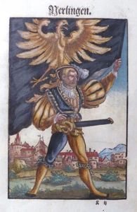 BODENSEE ÜBERLINGEN KÖBEL WAPPENBUCH FAHNENSCHWINGER LANDSKNECHT KALLENBERG 1579 - Picture 1 of 2