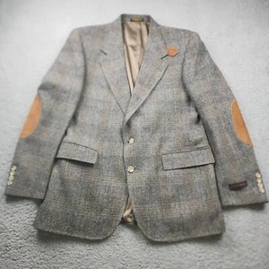 Evan Picone Blazer Mens 42R Brown Wool Tweed Herringbone Elbow Patches Coat - Picture 1 of 20