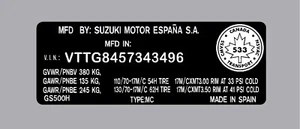 SUZUKI GS500H CANADA HEADTUBE TAG / REPRO DECAL CANADIAN VERSION - Picture 1 of 1