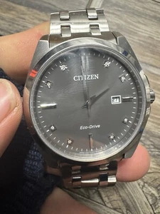 Citizen Corso Men Eco-Drive Silver Diamond Steel 41mm Sapphire Watch BM7100-59H - Picture 1 of 7
