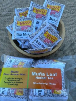 DEL VALLE CUSCO MUÑA ANDEAN RITUAL HEALING MINT SACREED LEAF PREMIUM 150 TEA BAGS AU SELLER