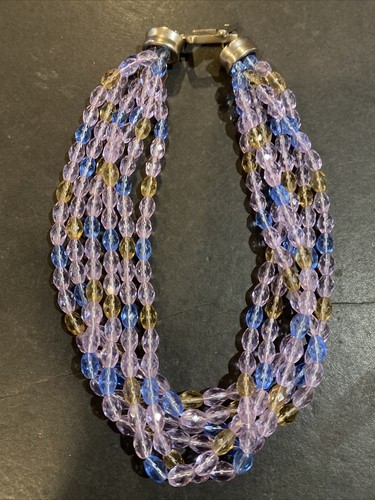 Collana girocollo vintage firmata GIVENCHY con 6 fili di perle in vetro