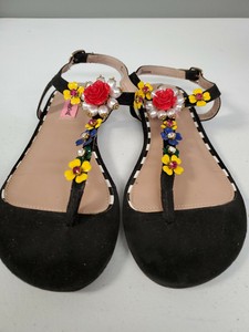 betsey johnson rose flower wood clog sandals