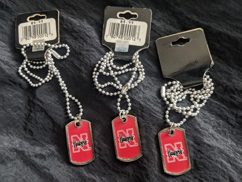 Lot of 3 Nebraska Cornhuskers Necklace with Dog Tag NCAA HUSKERS Cover